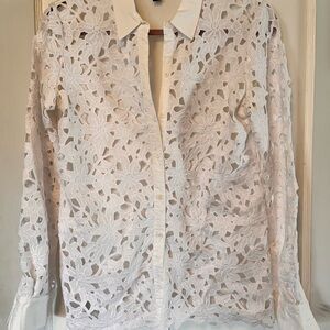 White Lace Floral Women's Top
